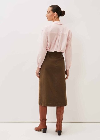 Phase Eight Dina Denim Belted Skirts Khaki Australia | MH3524617